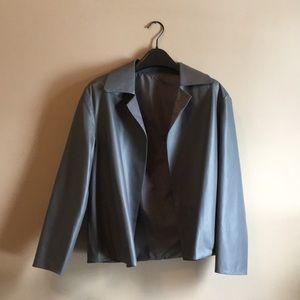 Lafayette 148 Grey Lambskin Leather Jacket